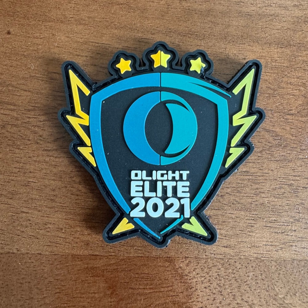 Olight Elite 2021 PVC Rubber Morale Patch Hook Backing Shield Design Teal Yellow